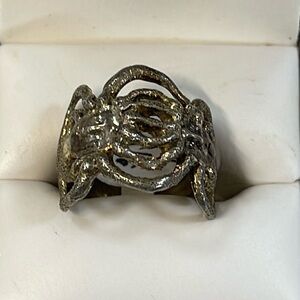 Silver Tone Funky Ring Sz 7 1/4